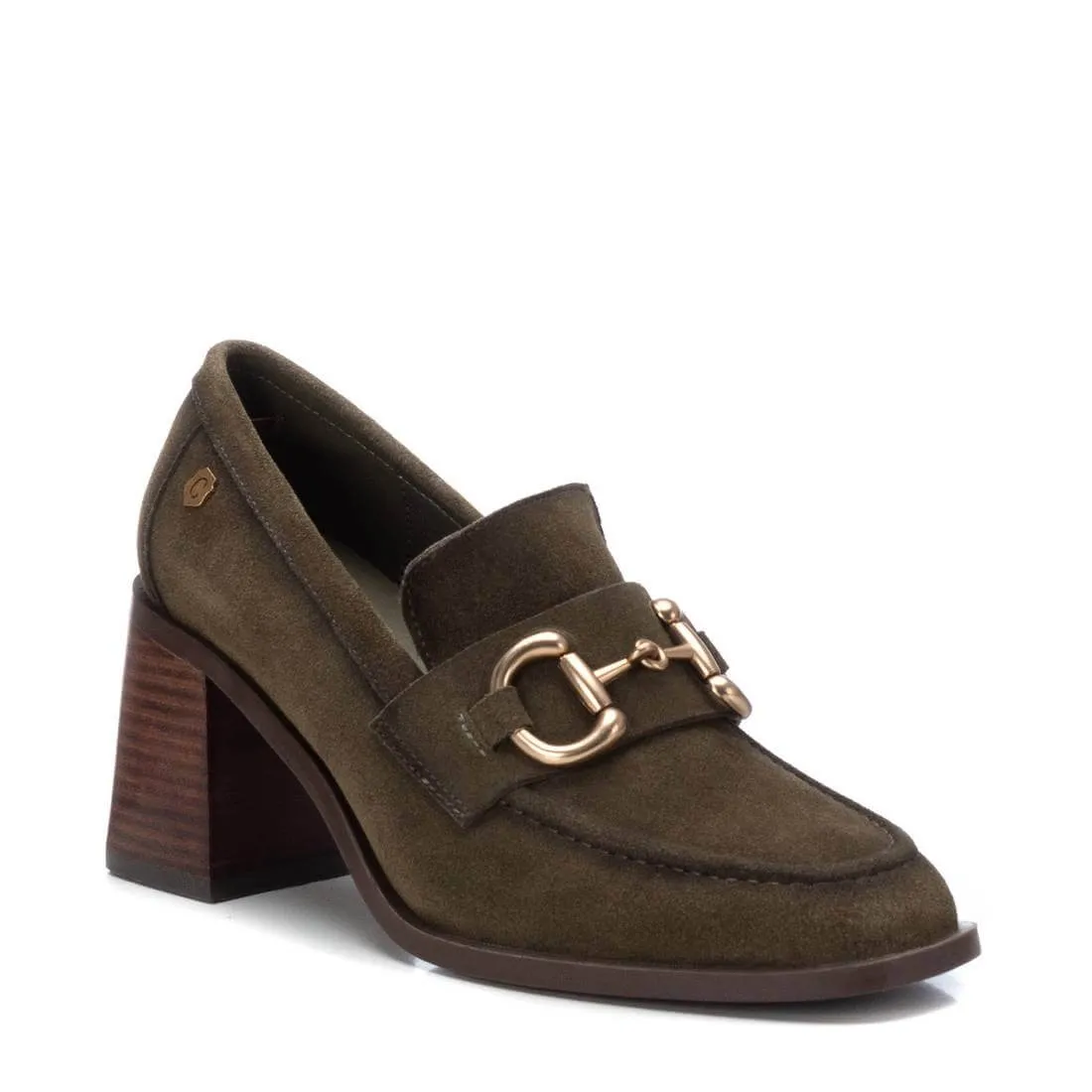 Carmela Khaki Suede High Heeled Loafers