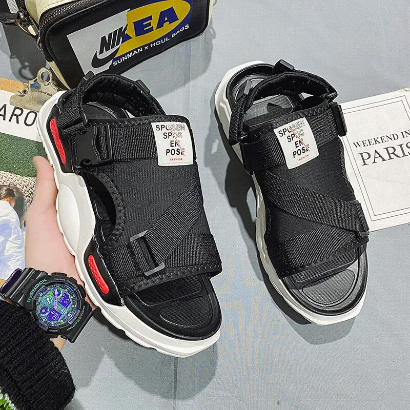 New Fashion Men Slippers Designer Slides Summer Beach Sandals Comfortable Non-slip Water Shoes Open Toe Sandal Side 39-45