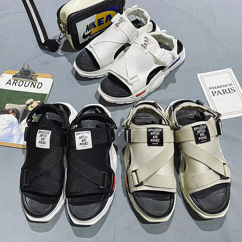 New Fashion Men Slippers Designer Slides Summer Beach Sandals Comfortable Non-slip Water Shoes Open Toe Sandal Side 39-45