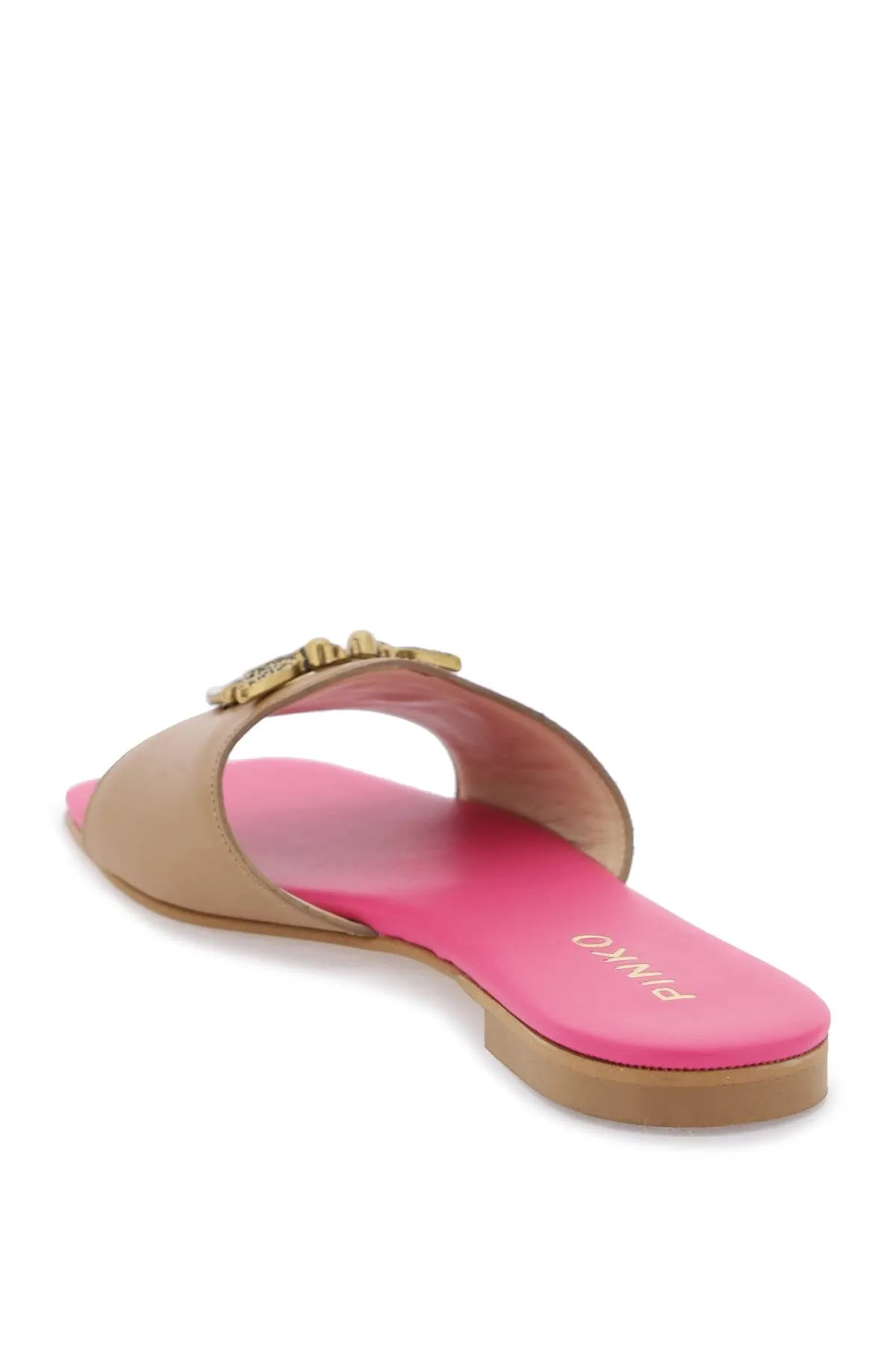 Pinko love birds leather slides