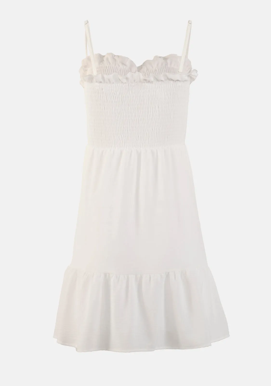 Solid Smocked Ruffle Dress