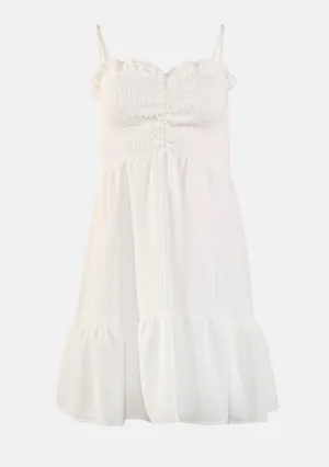 Solid Smocked Ruffle Dress