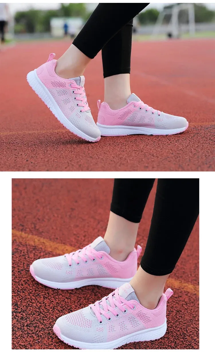 Women Casual Sneakers Breathable Walking Lace Up Flat Shoes Women's Sports Running Outdoor Breathable Tenis Feminino